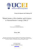 Cover page of Model Studies of Pore Stability and Evolution in Thermal Barrier Coatings (TBCs)