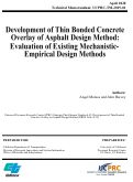 Cover page: Development of Thin Bonded Concrete Overlay of Asphalt Design Method: Evaluation of Existing Mechanistic-Empirical Design Methods