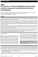 Cover page: The Effects of a Prenatal Mindfulness Intervention on Infant Autonomic and Behavioral Reactivity and Regulation