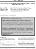 Cover page: Emergency Department Ultrasound Is not a Sensitive Detector of Solid Organ Injury