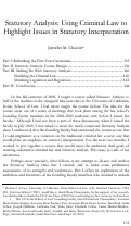 Cover page: Statutory Analysis: Using Criminal Law to Highlight Issues in Statutory Interpretation