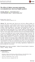 Cover page: The effects of dialect awareness instruction on nonmainstream American English speakers