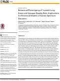 Cover page: Behavioral Phenotyping of Juvenile Long-Evans and Sprague-Dawley Rats: Implications for Preclinical Models of Autism Spectrum Disorders.