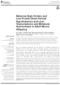 Cover page: Maternal High-Protein and Low-Protein Diets Perturb Hypothalamus and Liver Transcriptome and Metabolic Homeostasis in Adult Mouse Offspring