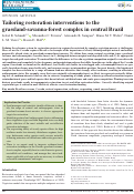 Cover page: Tailoring restoration interventions to the grassland‐savanna‐forest complex in central Brazil