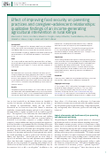 Cover page: Effect of improving food security on parenting practices and caregiver–adolescent relationships: qualitative findings of an income-generating agricultural intervention in rural Kenya