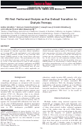 Cover page: PD First: Peritoneal Dialysis as the Default Transition to Dialysis Therapy