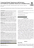 Cover page: Comparing Patients’ Experiences with Electronic and Traditional Consultation: Results from a Multisite Survey