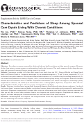 Cover page: Characteristics and Predictors of Sleep Among Spousal Care Dyads Living With Chronic Conditions.