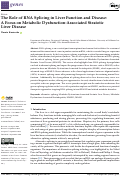 Cover page: The Role of RNA Splicing in Liver Function and Disease: A Focus on Metabolic Dysfunction-Associated Steatotic Liver Disease.