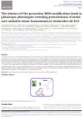 Cover page: The absence of the queuosine tRNA modification leads to pleiotropic phenotypes revealing perturbations of metal and oxidative stress homeostasis in Escherichia coli K12.