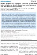 Cover page: Genetic differences in transcript responses to low-dose ionizing radiation identify tissue functions associated with breast cancer susceptibility.