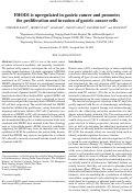 Cover page: FHOD1 is upregulated in gastric cancer and promotes the proliferation and invasion of gastric cancer cells