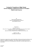 Cover page: Easing the Transition to High School: An Investigation of Reform Practices to Promote Ninth Grade Success