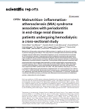 Cover page: Malnutrition- inflammation- atherosclerosis (MIA) syndrome associates with periodontitis in end-stage renal disease patients undergoing hemodialysis: a cross-sectional study.