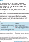 Cover page: A Pharmacogenetic Prediction Model of Progression‐Free Survival in Breast Cancer using Genome‐Wide Genotyping Data from CALGB 40502 (Alliance)