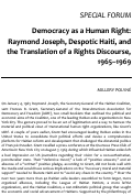 Cover page: Democracy as a Human Right: Raymond Joseph, Despotic Haiti, and the Translation of a Rights Discourse, 1965–1969