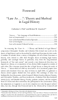 Cover page: Foreword: "Law As…": Theory and Method in Legal History
