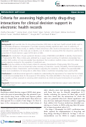 Cover page: Criteria for assessing high-priority drug-drug interactions for clinical decision support in electronic health records