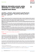 Cover page: Metformin intervention prevents cardiac dysfunction in a murine model of adult congenital heart disease