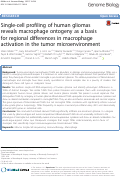 Cover page: Single-cell profiling of human gliomas reveals macrophage ontogeny as a basis for regional differences in macrophage activation in the tumor microenvironment.