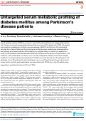 Cover page: Untargeted serum metabolic profiling of diabetes mellitus among Parkinsons disease patients.