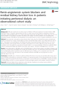 Cover page: Renin-angiotensin system blockers and residual kidney function loss in patients initiating peritoneal dialysis: an observational cohort study