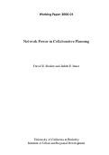 Cover page: Network Power in Collaborative Planning