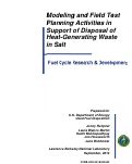 Cover page: Modeling and Field Test Planning Activities in Support of Disposal of Heat-Generating Waste in Salt