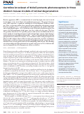 Cover page: Germline knockout of Nr2e3 protects photoreceptors in three distinct mouse models of retinal degeneration.