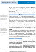 Cover page: Barriers to a Career Focus in Cancer Prevention: A Report and Initial Recommendations From the American Society of Clinical Oncology Cancer Prevention Workforce Pipeline Work Group