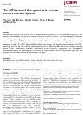 Cover page: MicroRNA-based therapeutics in central nervous system injuries