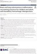 Cover page: Brain and lung arteriovenous malformation rescreening practices for children and adults with hereditary hemorrhagic telangiectasia.