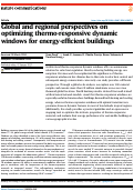 Cover page of Global and regional perspectives on optimizing thermo-responsive dynamic windows for energy-efficient buildings.