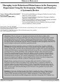 Cover page: Managing Acute Behavioural Disturbances in the Emergency Department Using the Environment, Policies and Practices: A Systematic Review