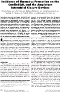 Cover page: Incidence of thrombus formation on the CardioSEAL and the Amplatzer interatrial closure devices