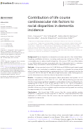 Cover page: Contribution of life course cardiovascular risk factors to racial disparities in dementia incidence.