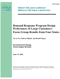 Cover page: Demand Response Program Design Preferences for Large Customers: Focus Group Results from Four States