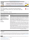 Cover page: Poor sleep quality is associated with discordant peer relationships among adolescents with Autism Spectrum Disorder