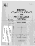 Cover page: PHYSICS, COMPUTER SCIENCE AND MATHEMATICS DIVISION. ANNUAL REPORT