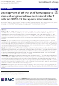 Cover page: Development of off-the-shelf hematopoietic stem cell-engineered invariant natural killer T cells for COVID-19 therapeutic intervention.