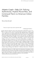 Cover page: Adoptive Couple v. Baby Girl: Policing Authenticity, Implicit Racial Bias, and Continued Harm to American Indian Families