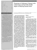 Cover page: Projections of Alzheimer's disease in the United States and the public health impact of delaying disease onset.