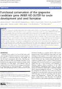 Cover page: Functional conservation of the grapevine candidate gene INNER NO OUTER for ovule development and seed formation