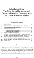 Cover page: Subsidizing Solar: The Case for an Environmental Goods and Services Carve-out from the Global Subsidies Regime