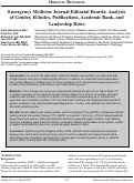 Cover page: Emergency Medicine Journal Editorial Boards: Analysis of Gender, H-Index, Publications, Academic Rank, and Leadership Roles