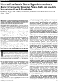 Cover page: Maternal Low-Protein Diet or Hypercholesterolemia Reduces Circulating Essential Amino Acids and Leads to Intrauterine Growth Restriction