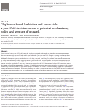 Cover page: Glyphosate-based herbicides and cancer risk: a post-IARC decision review of potential mechanisms, policy and avenues of research