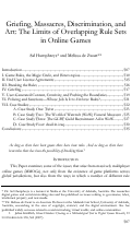 Cover page: Griefing, Massacres, Discrimination, and Art: The Limits of Overlapping Rule Sets in Online Games