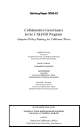 Cover page: Collaborative Governance in the CALFED Program: Adaptive Policy Making for California Water